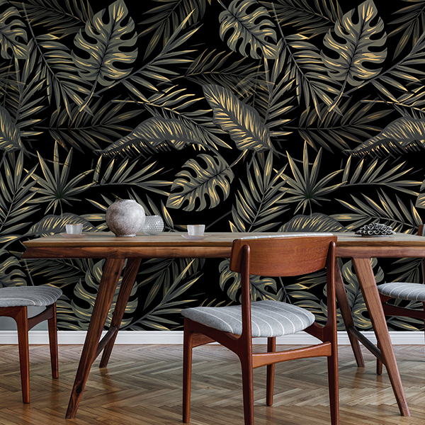 PAPEL DE COLGADURA PERSONALIZADO BLACK-GOLD LEAF